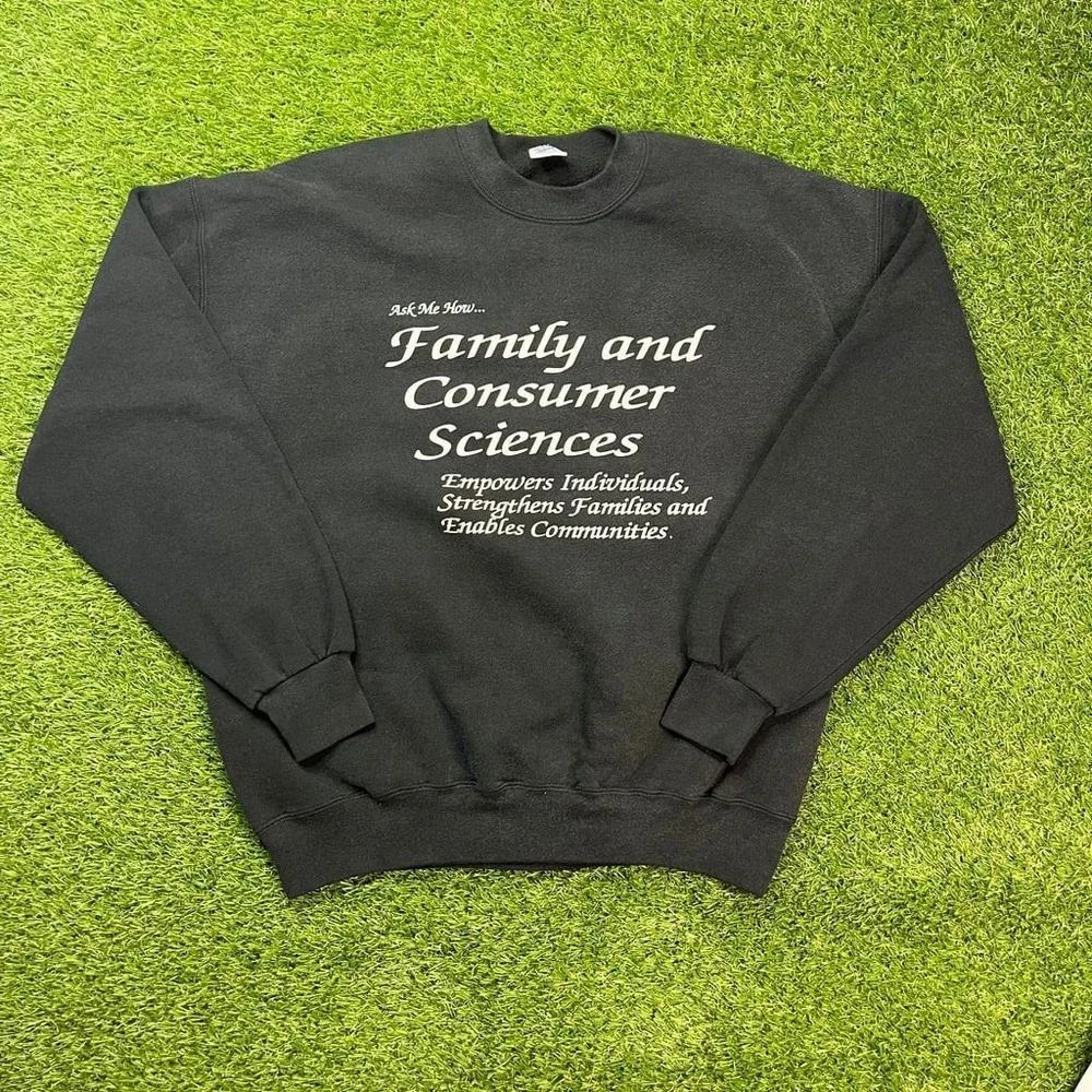 Jerzees Super Sweats XL Black Crewneck Family‎ Consumer Sciences USA VTG